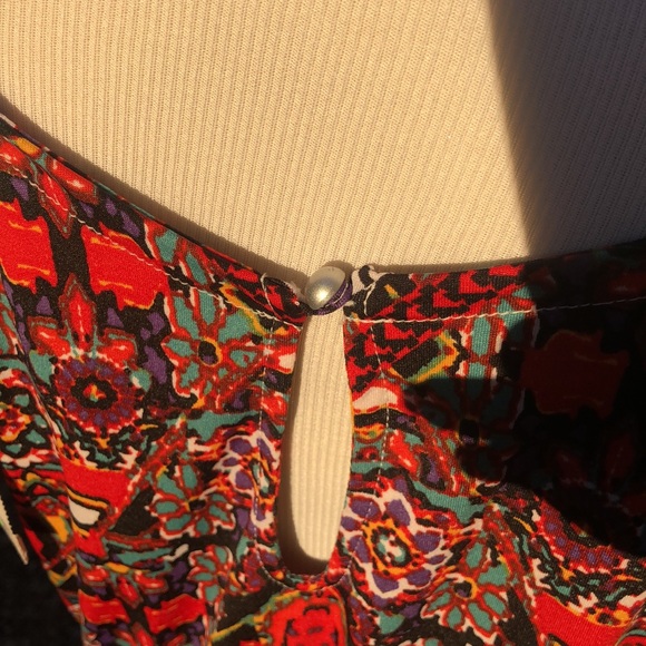 Colorful Patterned Spaghetti Straps Maxi Dress w/ Side Splits! Sz L; FITS LIKE M - Picture 11 of 12